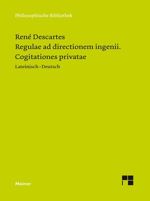 cover image of Regulae ad directionem ingenii. Cogitationes privatae